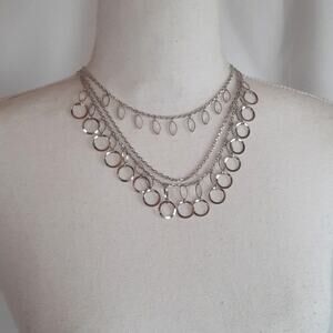 Triple Layer Silver Necklace